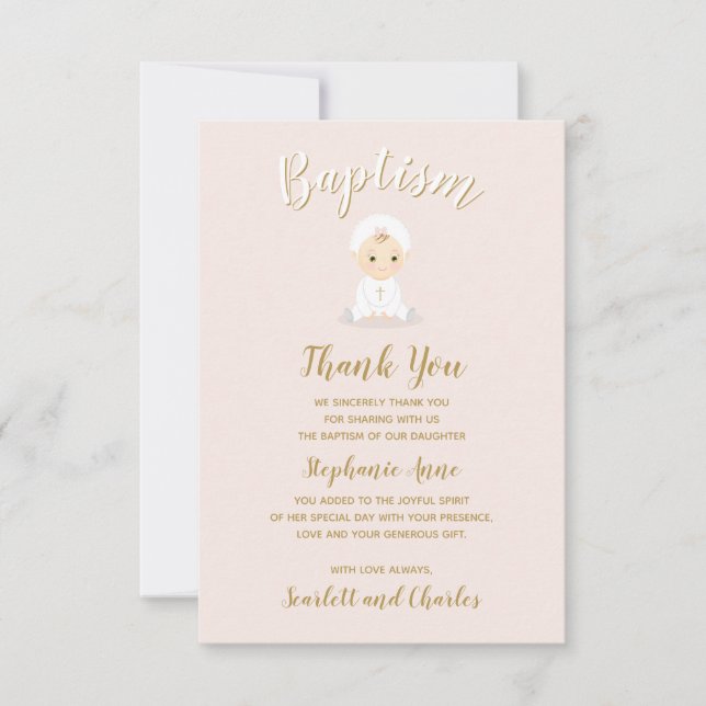 Invitation Baptême Bébée avec Bonnet (Devant)