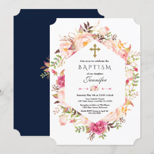 Invitation Baptême Bleu Bleu Géométrique Dusty, Plutôt Bleu