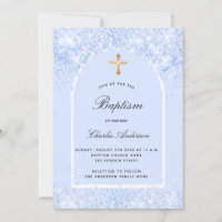 Baptême bleu confetti garçon arc