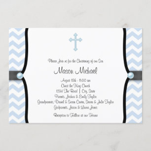 Invitation Baptême bleu de Chevron