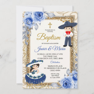 Invitation Baptême Bleu de la Marine pour filles e