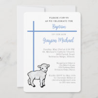 Baptême Bleu pour Fils Croix Petit Agneau