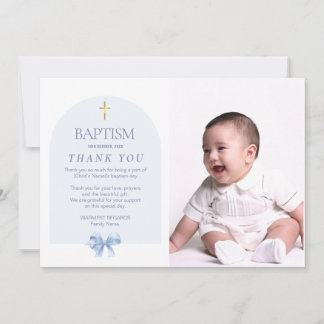 Invitation Baptême bleu pour garçon avec photo