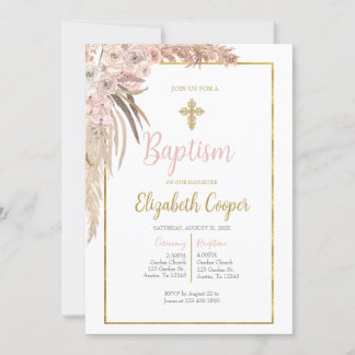 Invitation baptême boho