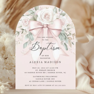 Invitation Baptême Bow & Blossom
