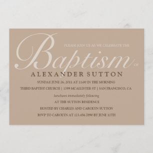 Invitation Baptême Brown simple/Invitation de baptême