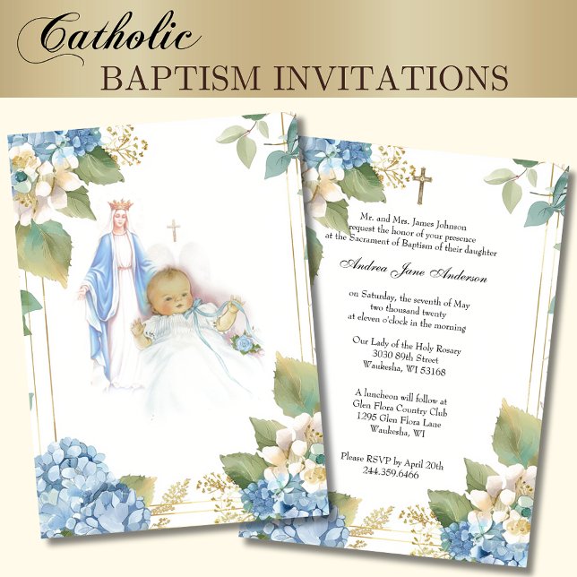 Invitation Baptême catholique baptême bénédiction Mary Baby (Créateur téléchargé)