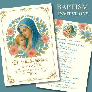 Invitation Baptême catholique Christening Marie Jésus