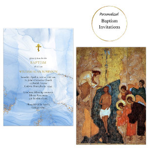 Invitation Baptême chrétien orthodoxe de la Source de Vie Éte