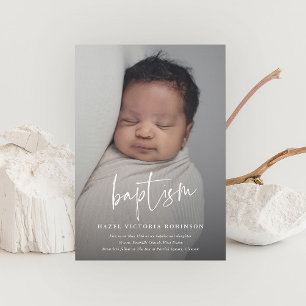 Invitation Baptême & Christening de style écriture moderne re