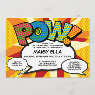 Invitation Baptême Christening Modern Comédie Book