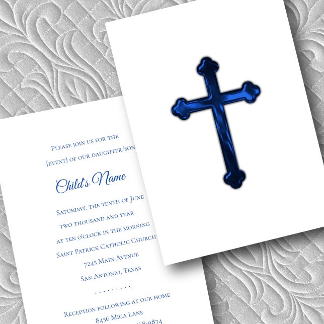 Invitation Baptême Confirmation 1ère Croix Bleue Communion (Créateur téléchargé)