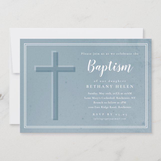 Invitation Baptême croisé textural simple (Devant)