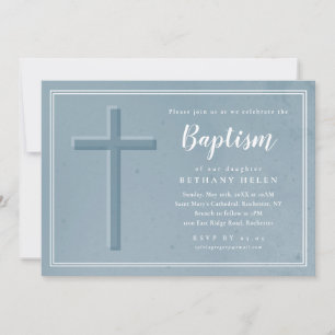 Invitation Baptême croisé textural simple