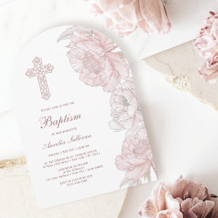 Invitation Baptême d'arc rose pâté