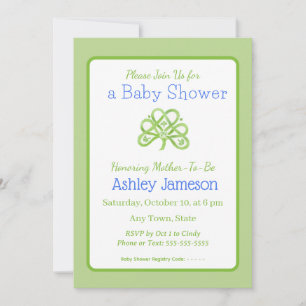 Invitation Baptême de bébé à la feuille de shamrock celtique 