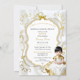 Invitation Baptême de bébé fille asiatique Communion Christen