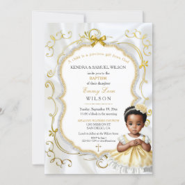 Invitation Baptême de bébé fille Communion Christening Or Bla
