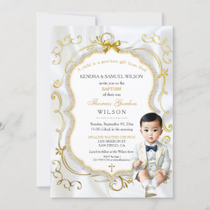 Invitation Baptême de bébé garçon asiatique Communion Baptême