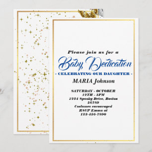 Invitation Baptême de bébé garçon papillon aquarelle 