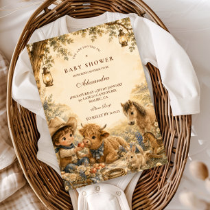 Invitation Baptême de bébé garçon Western Boho intemporel