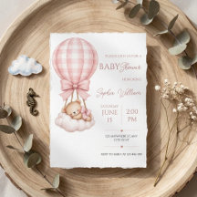 Baptême de bébé ours en peluche montgolfière aquar