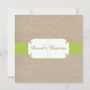 Invitation Baptême de bécasme jaune vert et beige