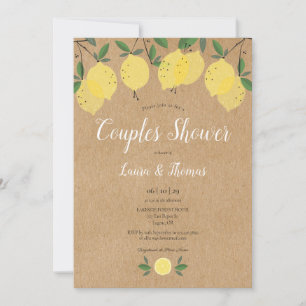 Invitation Baptême de Couple Bohème Rustique au Citron et au 