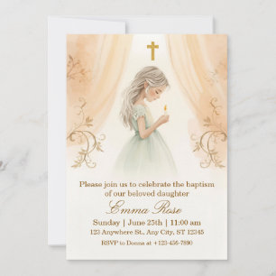 Invitation Baptême de fille personnalisé