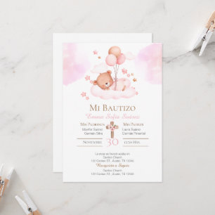 Invitation Baptême de fille rose