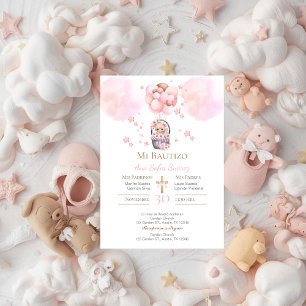 Invitation Baptême de fille rose