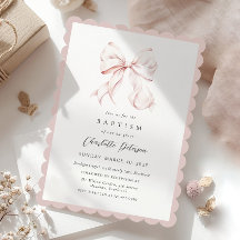 Invitation Baptême de fille rose
