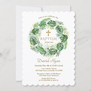 Invitation Baptême de germe exotique Feuille tropicaux hawaïe