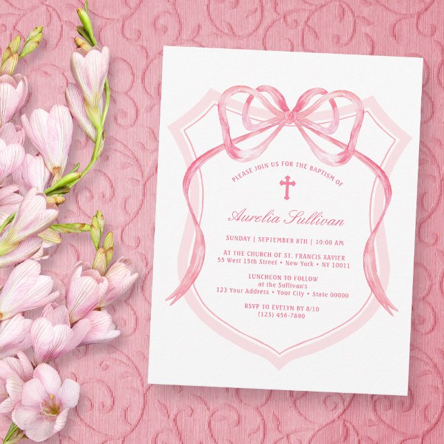 Invitation Baptême de la crête rose (Créateur téléchargé)