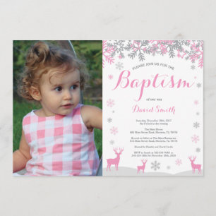 Invitation Baptême de la fille de cerfs d'hiver