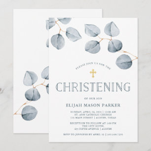 Invitation Baptême de la simplicité   d'eucalyptus avec la