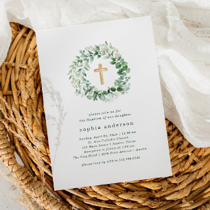 Invitation Baptême de l'Eucalyptus rustique