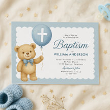 Invitation Baptême de l'ours en peluche
