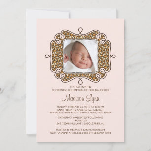 Invitation Baptême de photo à la mode Leopard