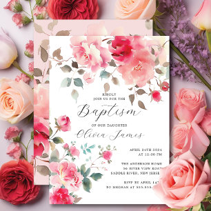 Invitation Baptême des fleurs blanches