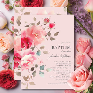 Invitation Baptême des fleurs blanches