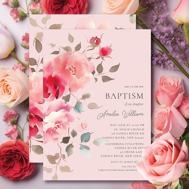 Invitation Baptême des fleurs blanches (Créateur téléchargé)