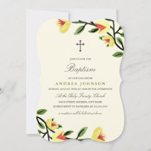 Invitation Baptême des pavots jaunes