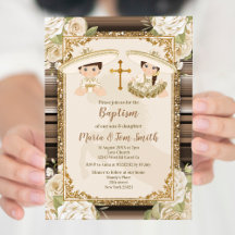 Baptême d'or Fiesta Floral Twin Boy and Girl