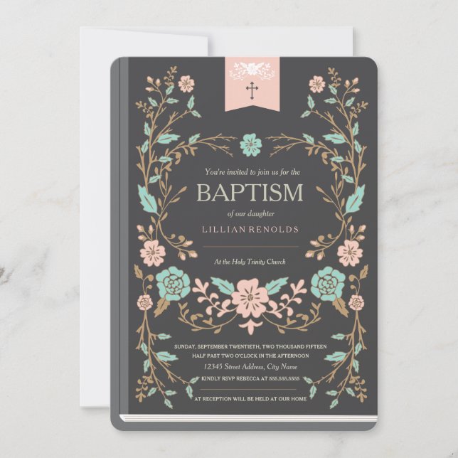 Invitation Baptême du livre Vintage (Devant)