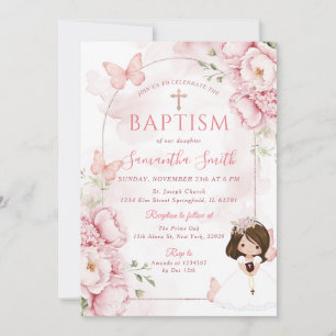 Invitation Baptême élégant de papillon Papillons