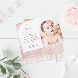 Invitation Baptême élégant Événement religieux photo personna