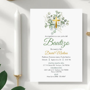 Invitation Baptême en Espagnol Aquarelle mignonne Feuille ver