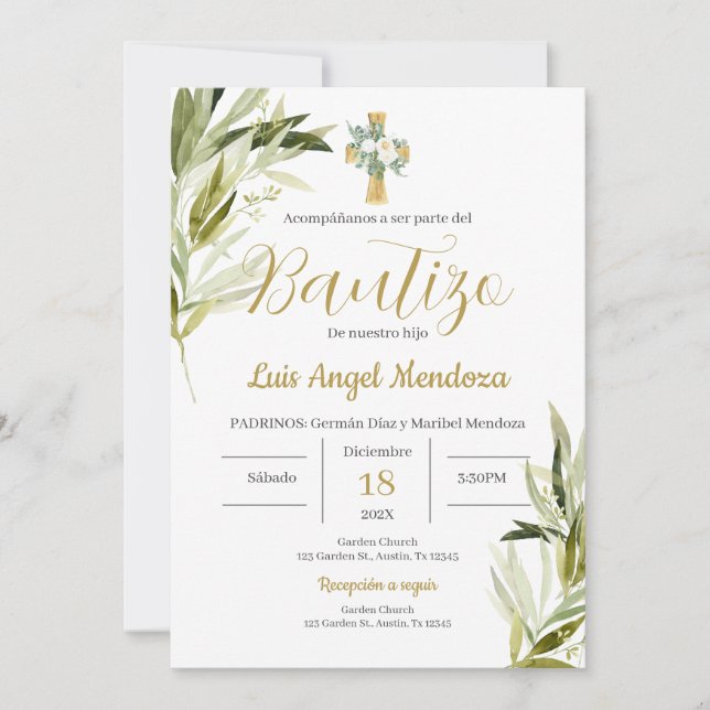 Invitation Baptême espagnol garçon (Devant)