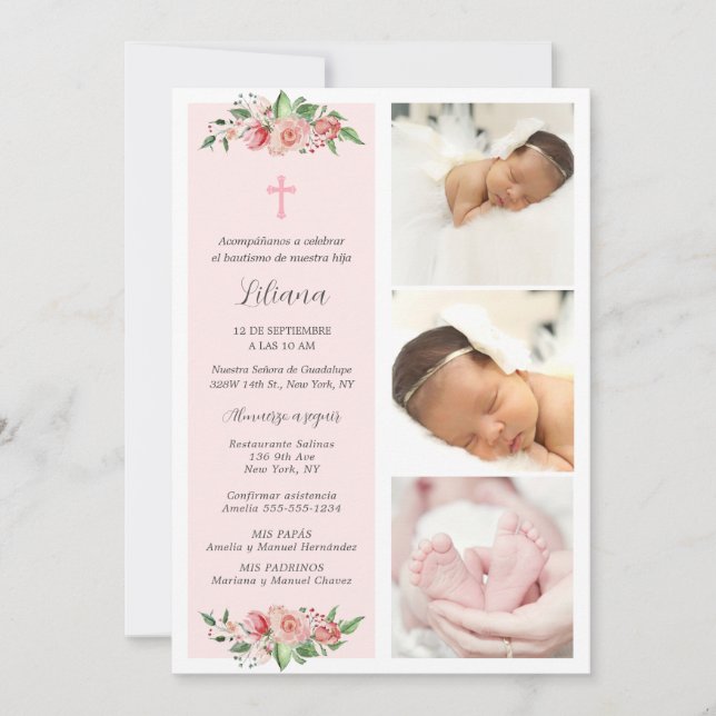 Invitation Baptême espagnol pour la fille Bautizo para Ñina (Devant)